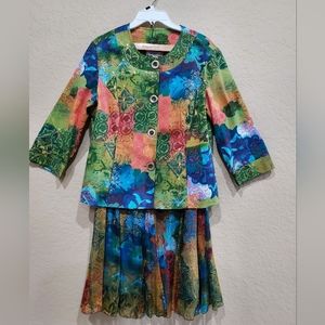 Coldwater Creek Special Occasion Multi Color Jacket  & Skirt Set Size 14 M